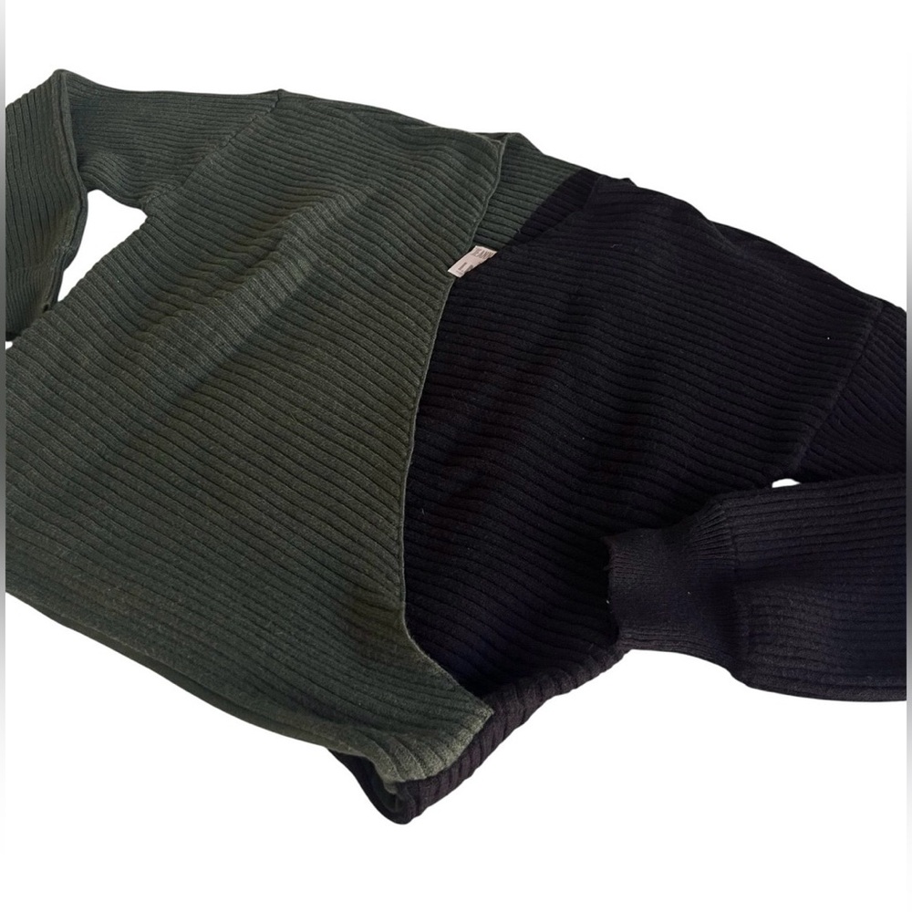Green & Black Jeannie Mai x I.N.C. Ribbed Colorblocked Sweater Women’s Size M